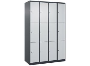 4255750362991 - C+p Möbelsysteme - c+p Schließfachschränke Classic plus 12 schmale Abteile HxBxT 185x120x50cm Zylinderschloss Stahl Anthrazitgrau Lichtgrau