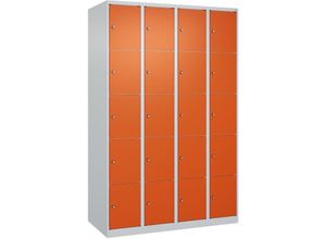 4255750363141 - C+p Möbelsysteme - c+p Schließfachschränke Classic plus 20 Abteile HxBxT 185x120x50cm Zylinderschloss Stahl Lichtgrau Reinorange - Hellgrau