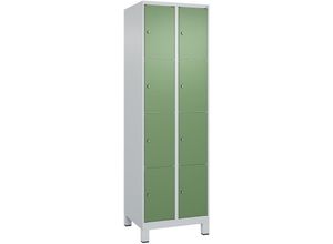 4255750364230 - C+p Möbelsysteme - c+p Schließfachschränke Classic plus mit Füßen 8 Abteile HxBxT 195x60x50cm Zylinderschloss Stahl Lichtgrau Resedagrün - Hellgrau