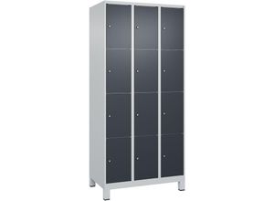 4255750365022 - C+p Möbelsysteme - c+p Schließfachschränke Classic plus mit Füßen 12 Abteile HxBxT 195x90x50cm Zylinderschloss Stahl Lichtgrau Anthrazitgrau