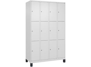 4255750365725 - C+p Möbelsysteme - c+p Schließfachschränke Classic plus mit Füßen 12 schmale Abteile HxBxT 195x120x50cm Zylinderschloss Stahl