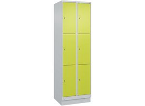 4255750366869 - C+p Möbelsysteme - c+p Schließfachschränke Classic plus mit Sockel 6 Abteile HxBxT 195x60x50cm Zylinderschloss Stahl Lichtgrau Viridingrün - Hellgrau