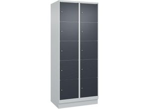 4255750367491 - C+p Möbelsysteme - c+p Schließfachschränke Classic plus mit Sockel 10 Abteile HxBxT 195x80x50cm Zylinderschloss Stahl Lichtgrau Anthrazitgrau