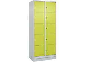 4255750367514 - C+p Möbelsysteme - c+p Schließfachschränke Classic plus mit Sockel 10 Abteile HxBxT 195x80x50cm Zylinderschloss Stahl Lichtgrau Viridingrün - Hellgrau