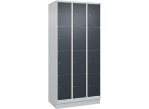 4255750367750 - C+p Möbelsysteme - c+p Schließfachschränke Classic plus mit Sockel 12 Abteile HxBxT 195x90x50cm Zylinderschloss Stahl Lichtgrau Anthrazitgrau