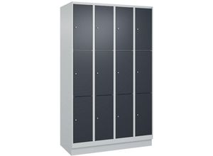 4255750368405 - C+p Möbelsysteme - c+p Schließfachschränke Classic plus mit Sockel 12 schmale Abteile HxBxT 195x120x50cm Zylinderschloss Stahl