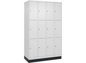 4255750368450 - C+p Möbelsysteme - c+p Schließfachschränke Classic plus mit Sockel 12 schmale Abteile HxBxT 195x120x50cm Zylinderschloss Stahl