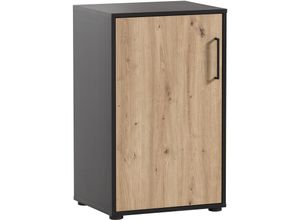 4255750415291 - Möbelpartner - Aktenschrank Raven Small HxBxT 84x51x41cm 2 Fächern & 1 Flügeltür Eiche Schwarz - Schwarz