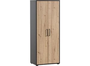 4255750415338 - Möbelpartner - Aktenschrank Raven Tall HxBxT 164x65x41cm 4 Fächern & 2 Flügeltüren Eiche Schwarz - Schwarz