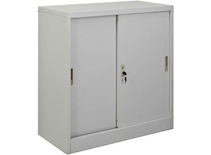 4255750416038 - Proregal-preis- leistungssieger - Aktenschrank elephant mit abschließbaren Schiebetüren HxBxT 90x90x40cm 2 Fachböden Lichtgrau - Lichtgrau