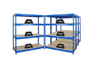 4255750424286 - Proregal-regale Günstig Kaufen - Mega Deal 4x Profi Schwerlastregal Rhino HxBxT 180x160x60cm 4 Spanplatten-Ebenen 8mm Fachlast 500kg Blau - Blau