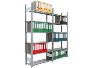 4255750437552 - Aktenregal falke Stecksystem für Standard-Ordner Grundregal Tall HxBxT 200x101x60cm 6 Ordnerebenen Fachlast 80kg Einseitig nutzbar Verzinkt - Verzinkt