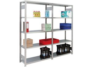 4255750458731 - Proregal-made In Germany - Fachbodenregal falke Light-Duty Grundregal HxBxT 300x101x50cm 7 Ebenen Fachlast 150kg Beidseitig nutzbar Verzinkt