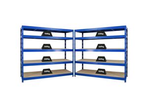 4255750479668 - Proregal-regale Günstig Kaufen - Mega Deal 2x Profi Schwerlastregal Rhino HxBxT 180x200x60cm 5 Spanplatten-Ebenen 8mm Fachlast 500kg Blau - Blau