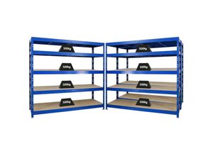 4255750479675 - Proregal-regale Günstig Kaufen - Mega Deal 3x Profi Schwerlastregal Rhino HxBxT 180x200x60cm 5 Spanplatten-Ebenen 8mm Fachlast 500kg Blau - Blau