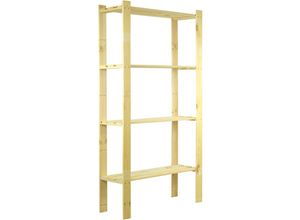 4255750481975 - PROREGAL Holzregal PINEPEAK HxBxT 150x80x28cm 4 Fachboden 12cm dickes Kiefernholz Braun