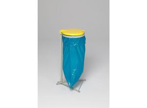 4255750486888 - PROREGAL Robuster Abfallsammler für Wertstoffsortierung 1-Fach Fahrbar mit Rollen 120 Liter HxBxT 92x50x44cm Stahl Grau-Silber