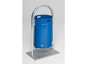 4255750494524 - PROREGAL Robuster Rohrbogenständer für Abfälle mit Bodenplatte 60 Liter HxBxT 110x60x40cm Verzinkter Stahl Blau