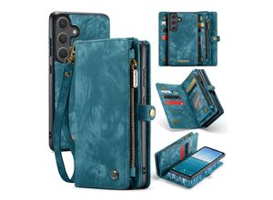 4255785153656 - Für Samsung Galaxy S25 5G Kunstleder Multifunktion Tasche Hülle Blau
