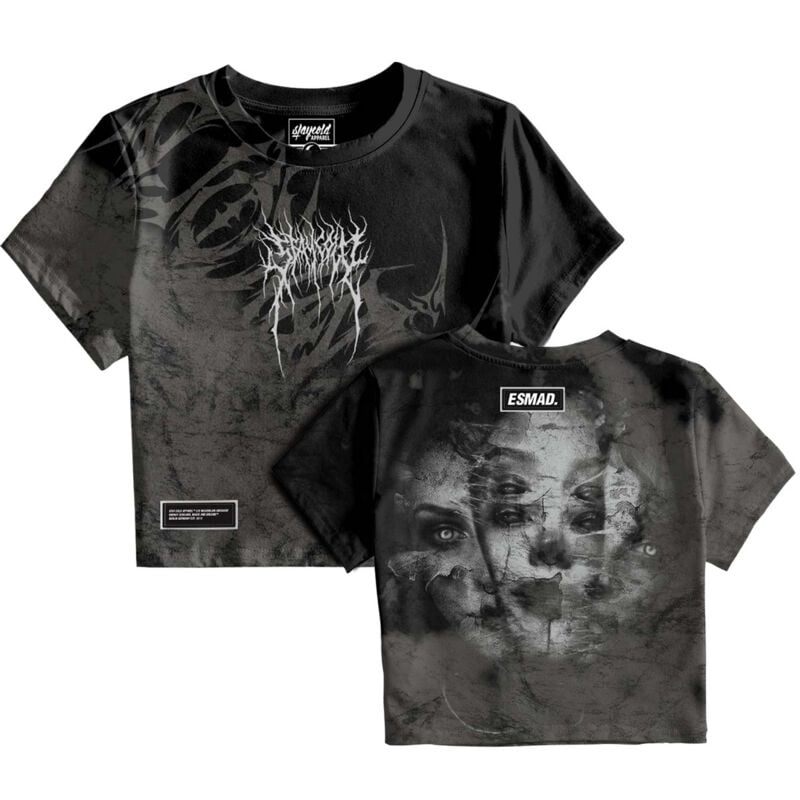 4255788303188 - Trinity (Custom) - Crop T-Shirt (200GSM) T-Shirt schwarz grau in XL