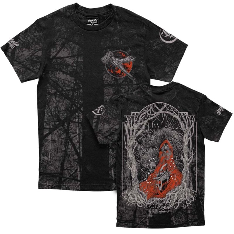 4255788306820 - In The Woods (tree) - Customized Regular T-Shirt (200GSM) T-Shirt schwarz grau in S