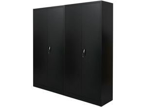 4255803501490 - Mega Deal 2x Flügeltürenschrank ELEPHANT HxBxT 185x90x40cm 4 Fachböden Schwarz - Schwarz