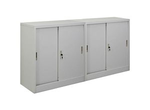 4255803501575 - Mega Deal 2x Aktenschrank ELEPHANT mit abschließbaren Schiebetüren HxBxT 90x90x40cm 2 Fachböden Lichtgrau - Lichtgrau