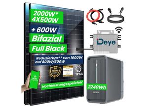 4255813304722 - Epp 2000W 1600W Balkonkraftwerk mit Speicher Komplettset 224 kWh Marstek B2500-D Speicher mit DEYE 1600W WIFI Wechselrichter Smart Mini Anlage