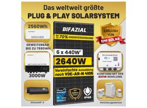 4255813312437 - Epp Ready2plugin Solaranlage mit Speicher 2640W 3000W 256kWh Stromspeicher 3000W Notstromsteckdose Balkonkraftwerk Photovoltaikanlage mit Smart Stromwächter