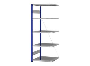 4255821500758 - eurokraft pro Lager-Steckregal RAL 5010 Bauart leicht Regalhöhe 2000 mm B 750 mm Bodentiefe 600 mm Anbauregal