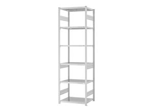 4255821502356 - eurokraft pro Lager-Steckregal RAL 7035 Bauart mittelschwer Regalhöhe 2500 mm doppelseitig Bodentiefe 500 mm Grundregal