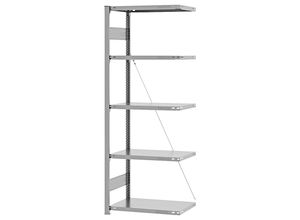 4255821502912 - eurokraft pro Lager-Steckregal verzinkt Bauart leicht Regalhöhe 2000 mm einseitig Bodentiefe 400 mm Anbauregal