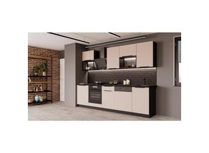 4255832101807 - Küche ARONA BASIC LOFT 280 Küchenzeile Küchenblock Einbauküche Kaschmir Schwarz