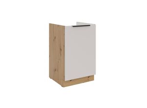 4255832102255 - Küchen Spülenunterschrank 50 cm Küche SOLANO Kaschmir beige Schwarz Küchenzeile