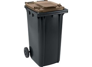 4255893600110 - Mülltonne aus Kunststoff DIN EN 840 Volumen 240 l BxHxT 580 x 1074 x 729 mm anthrazit braun kaiserkraft