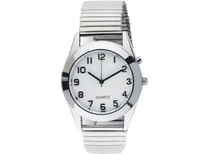 4260029367409 - Quarzuhr MAXIMEX PURE Armbanduhren silberfarben Herren beleuchtet silber Gehäuse ca 37 cm Ø