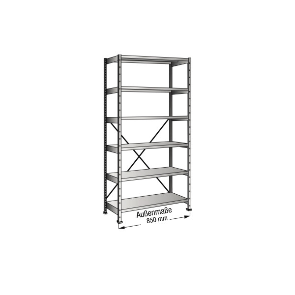 4260035211291 - Industrie- und Lagersteckregal Bodenbreite 800 mm 6 Böden Grundfeld mit Tiefe 300 mm