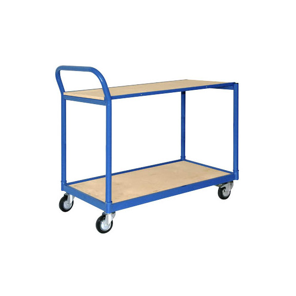 4260054777266 - Transportwagen SZ METALL Professional bunt (blau holzfarben) B50cm H90cm L100cm Stahl Gummi Holz Transportwagen mit 2 Böden bis zu 250 kg Tragkraft