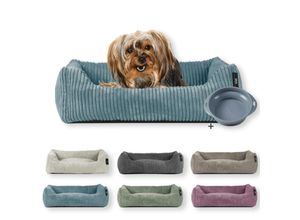 4260056115899 - Tierbett Cordstoff breit Gr 1 taupe + faltbarer Reisenapf