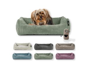 4260056115905 - Tierbett Cordstoff breit Gr 1 taupe + faltbarer Reisenapf