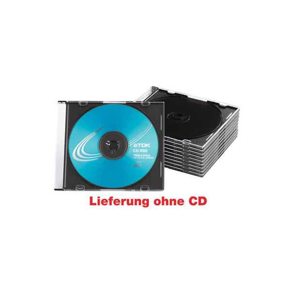 4260057122193 - CD DVD-Leerhülle transparent schwarzer Tray Slimcase 10 Stück