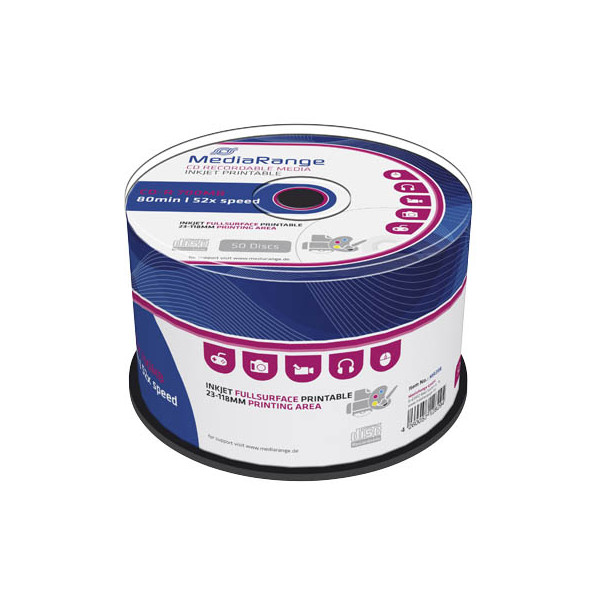 4260057128294 - CD-R MR208 Kapazität 700 MB 80 Minuten Laufzeit 52-fache Schreibgeschwindigkeit vollflächig bedruckbar 50er-Spindel in umweltfreundlichem ECO Pack50 4260057128294 - CD-R MR208 Kapazität 700 MB 80 Minuten Laufzeit 52-fache Schreibgeschwindigkeit vollflächig bedruckbar 50er-Spindel in umweltfreundlichem ECO Pack50