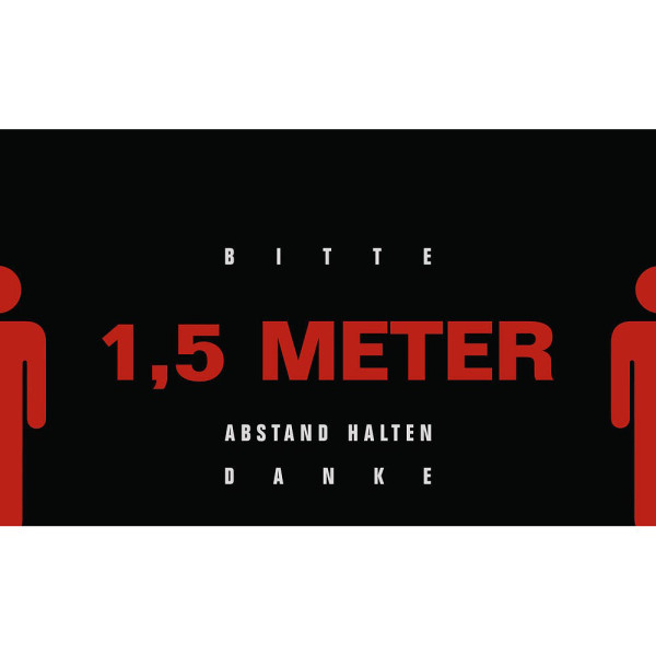 4260061891566 - Schmutzfangmatte 15m Abstand halten Design 4 für innen Polyamid Vinyl L 1500 x B 900 mm schwarz rot weiß