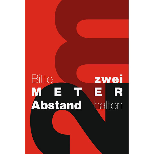 4260061891580 - Schmutzfangmatte 2m Abstand halten Design 6 für innen Polyamid Vinyl L 1800 x B 1200 mm rot schwarz weiß