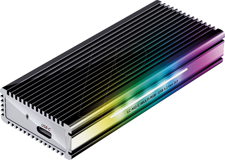 4260070129735 - LC Power LC-M2-C-MULTI-RGB - Speichergehäuse - M2 - M2 NVMe Card   SATA 10Gb s - USB 32 (Gen 2) - Schwarz