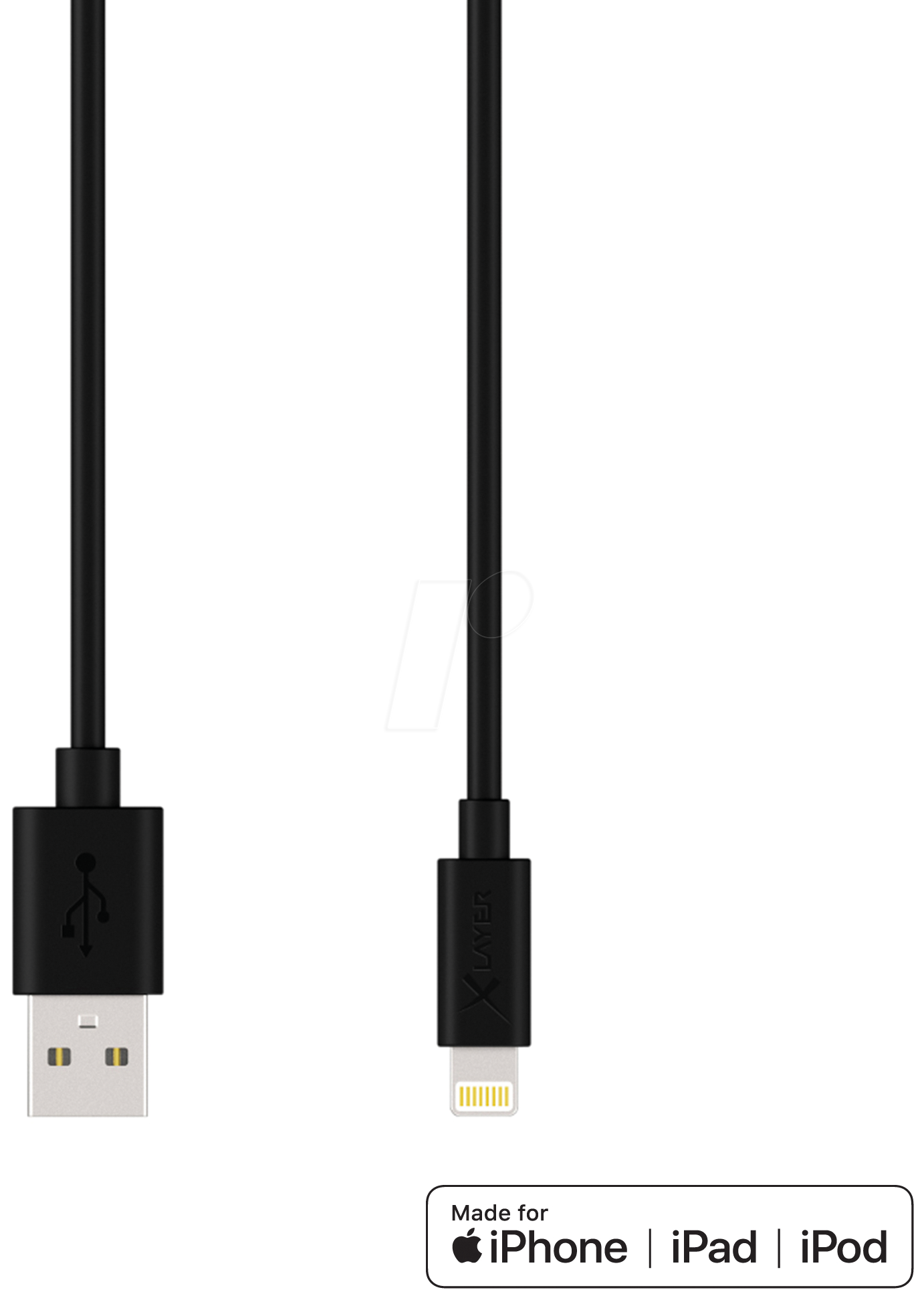 4260074625295 - XLAYER 210569 1 x USB A Stecker auf 1 x Apple Lightning Stecker Lade- und Sync-Kabel 12 m Schwarz