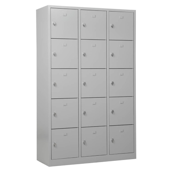 4260090175378 - Schließfachschrank 106977 Metall 3 Abteile mit 15 Fächern abschließbar (Schloss separat erhältlich) 119x190cm (BxH) lic 426