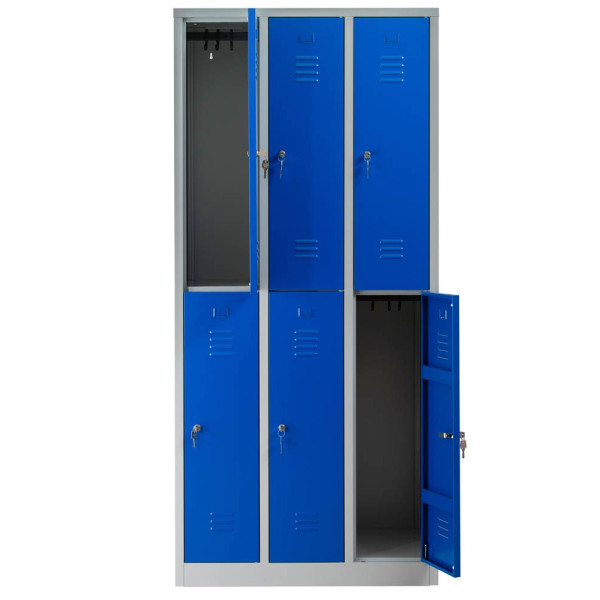 4260090175774 - Spind 106120 Metall 3 Abteile mit 6 Fächern abschließbar 90x195cm (BxH) blau 4260090175774 Gürkan