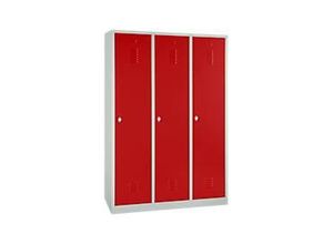 4260090176245 - Spind 105462 Metall 3 Abteile mit 3 Fächern abschließbar (Schloss separat erhältlich) 1185x180cm (BxH) rot 4260090176245 G