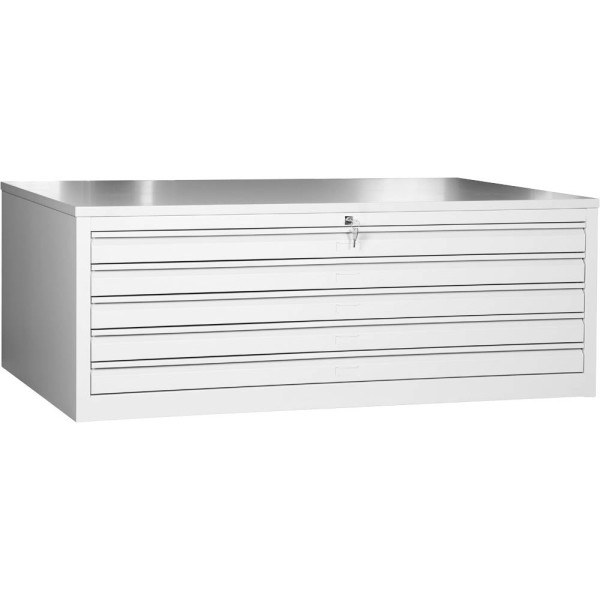 4260090177785 - Planschrank 111407 Stahl abschließbar 5 Schubladen A1 113 x 53 x 83 cm lichtgrau 4260090177785 111407